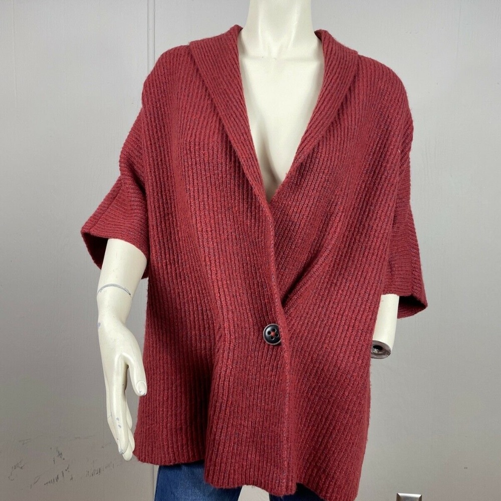 CAbi Womens Small Top Sweater Rosewood Burnt Dust Cardigan Short Sleeved Button